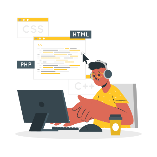 Animated programmer illustration for online and classroom coaching